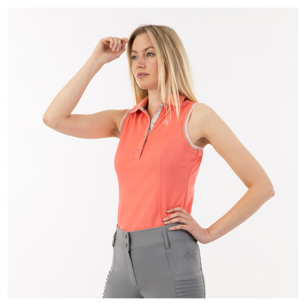 Sleeveless Polo- Coral Sea (Outlet)