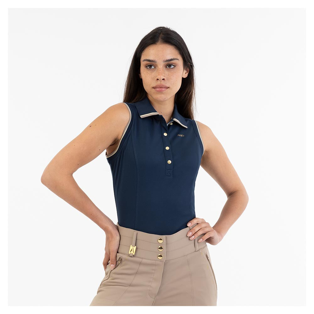 NEW Sleeveless Polo- Mood Indigo