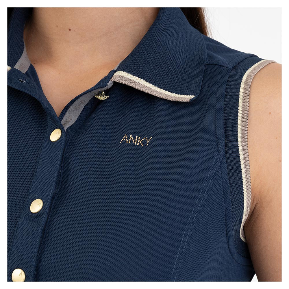 NEW Sleeveless Polo- Mood Indigo