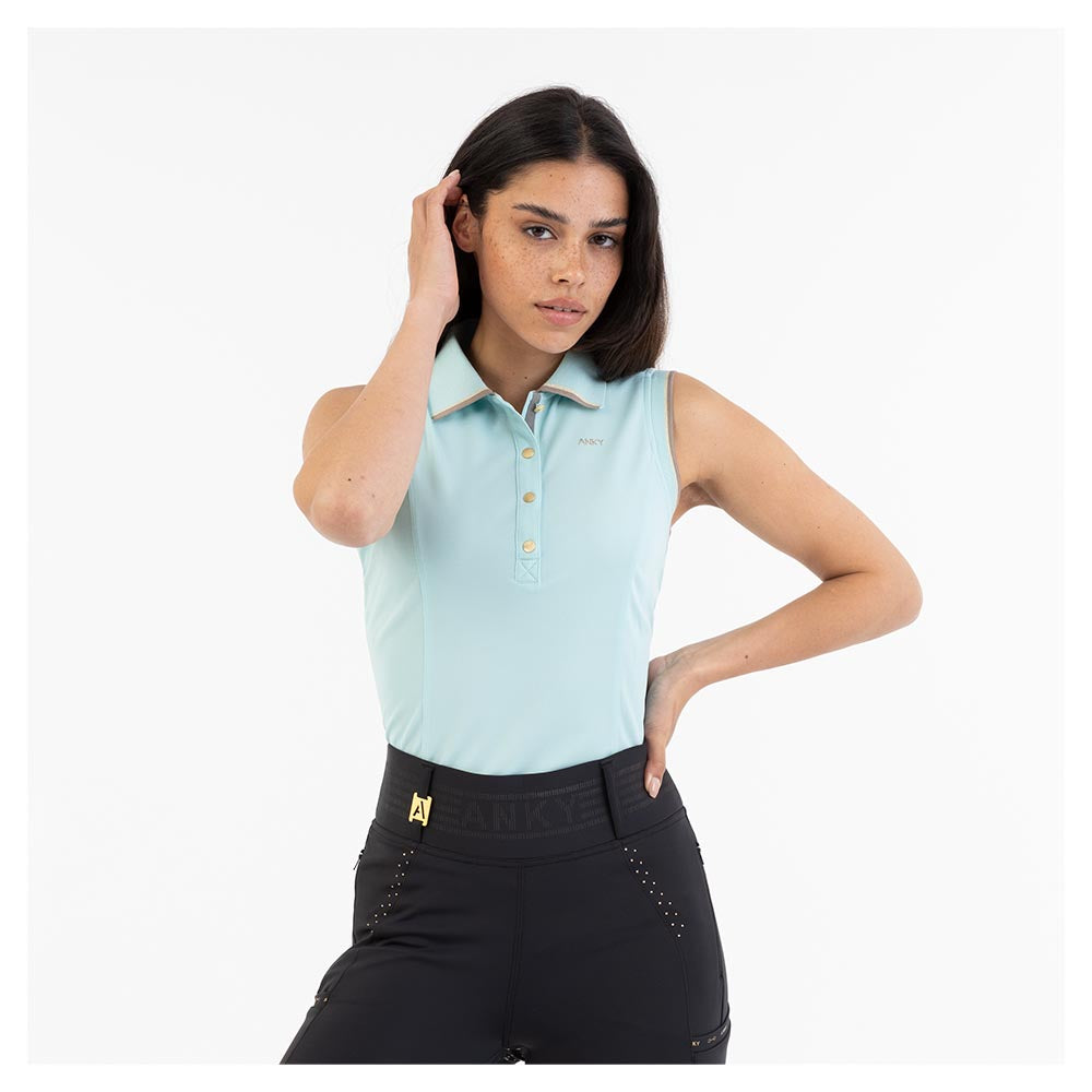 Sleeveless Polo- Canal Blue (Outlet)