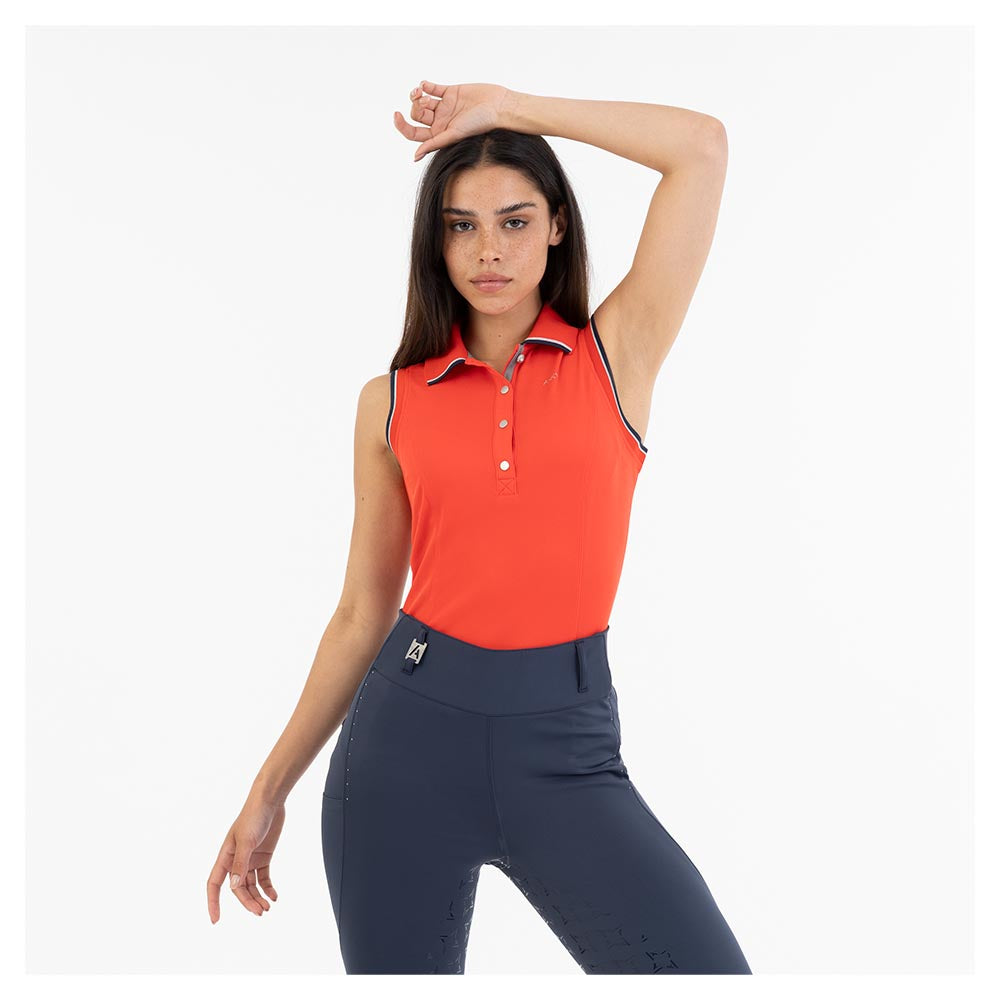 Sleeveless Polo- Equestrian Red (Outlet)
