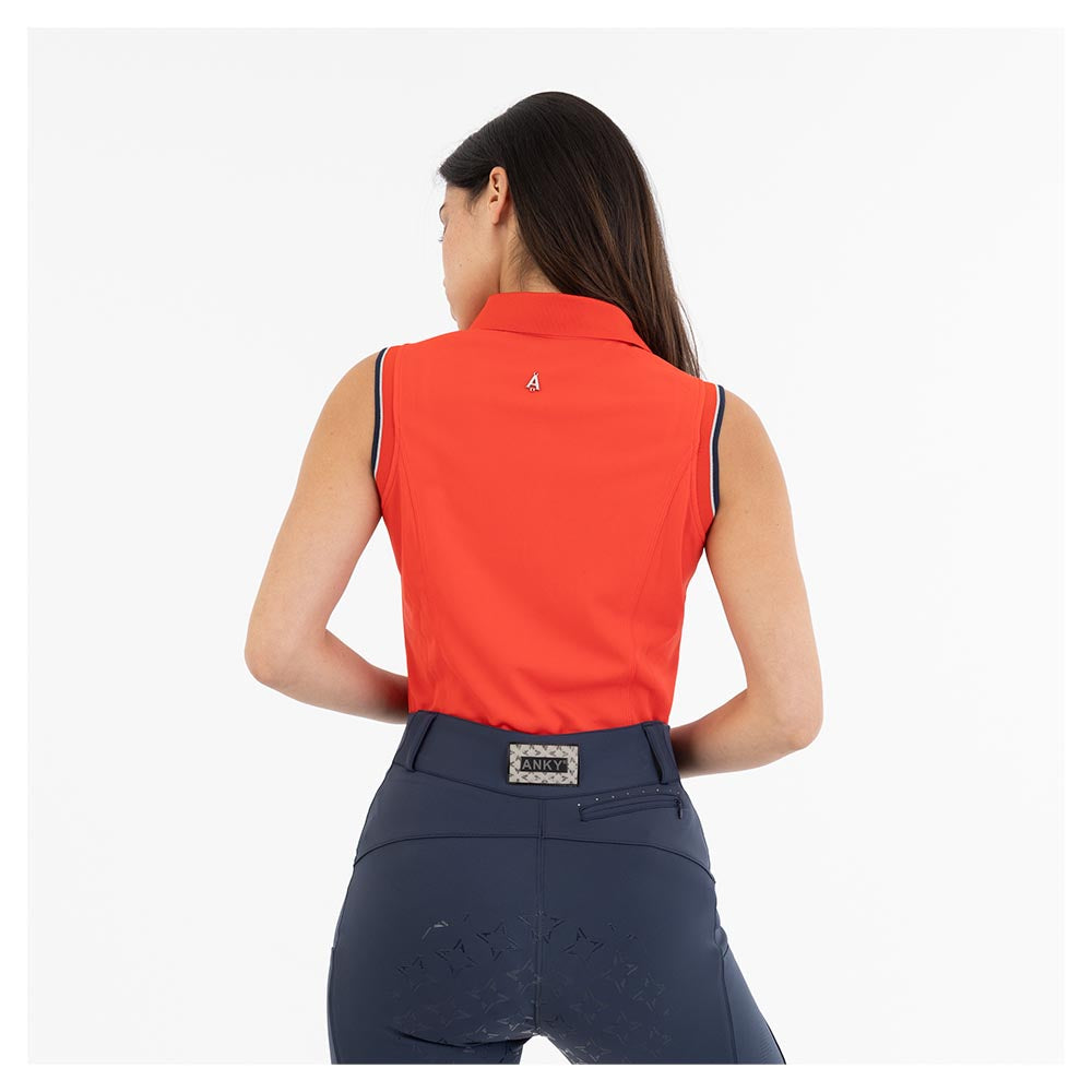 Sleeveless Polo- Equestrian Red (Outlet)