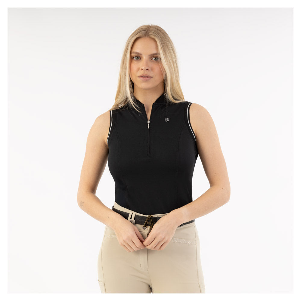 Sleeveless Polo- Black (Outlet)