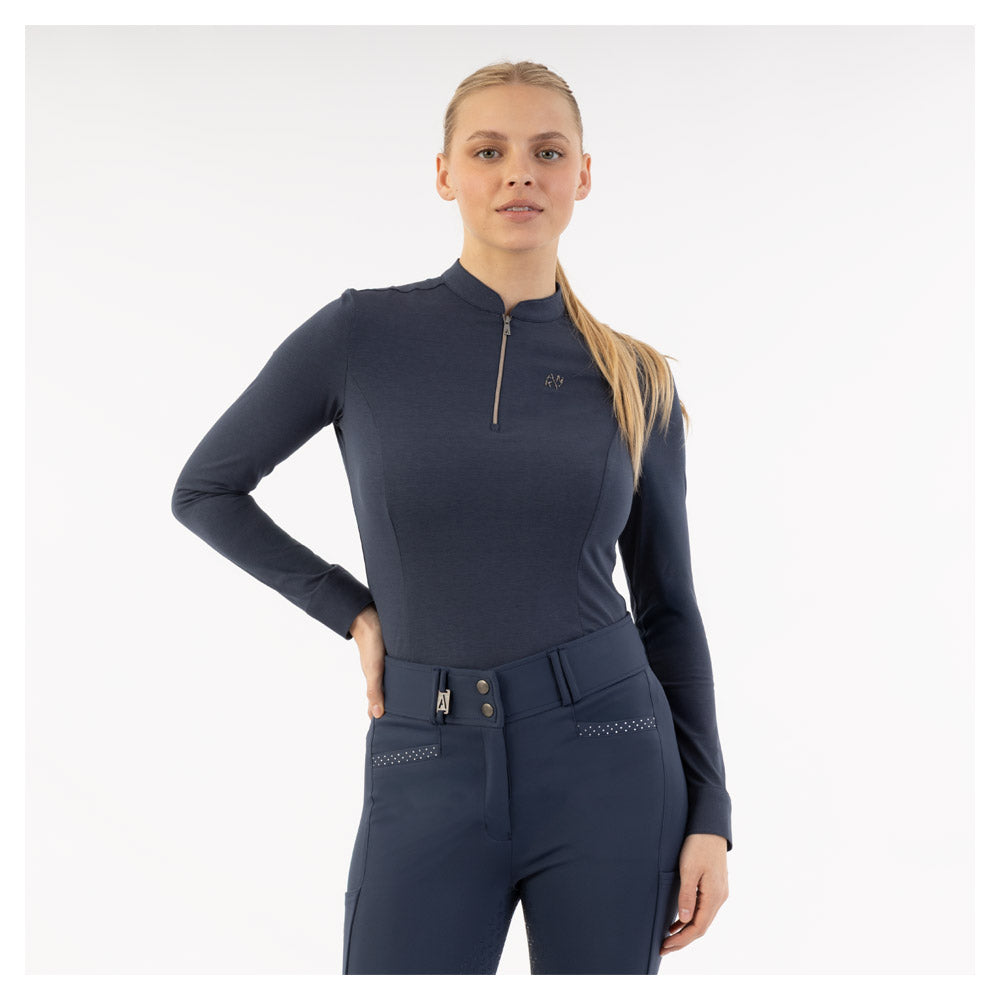 Zip Up Flex Longsleeve- Navy (Outlet)