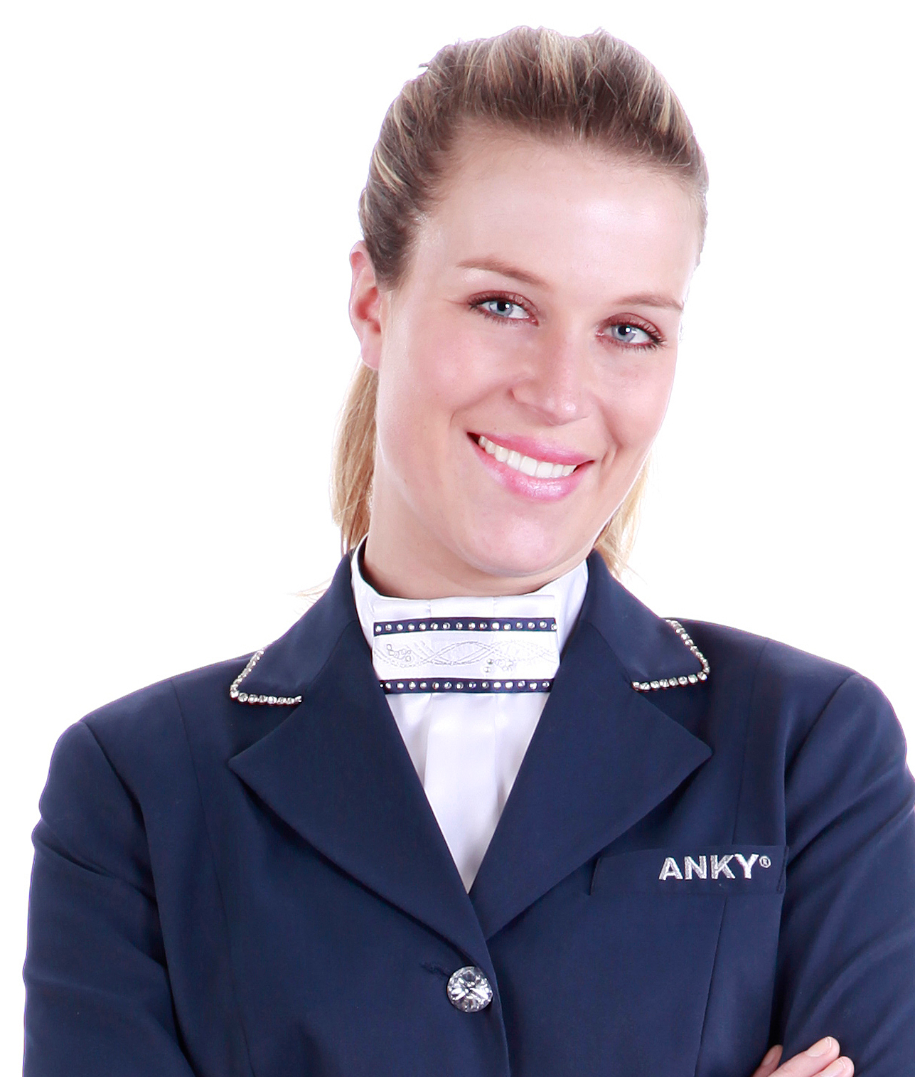 Fancy Stock Tie- White/Navy