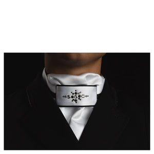 NEW Stone Deluxe Stock Tie- White/Black